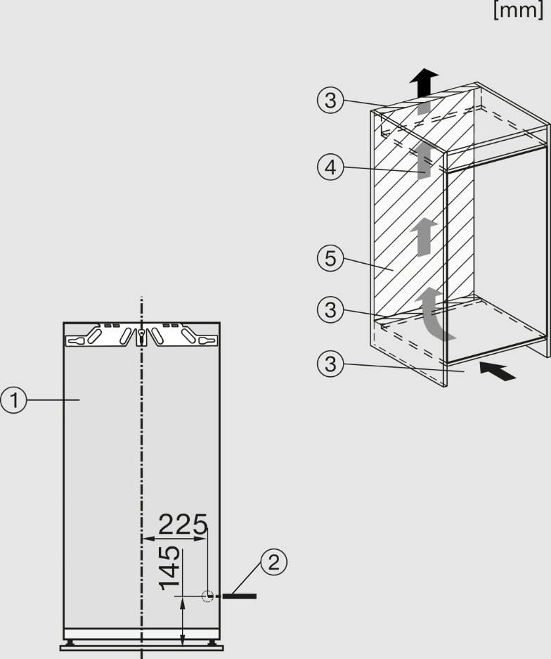Схема встраивания 1 для холодильника Miele K 7348 C 125 Gala Ed