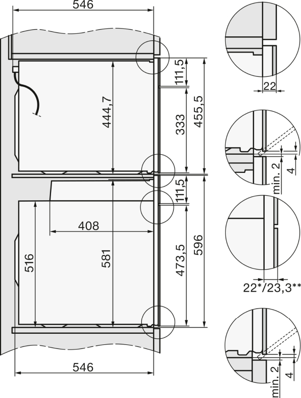 Схема встраивания 2 для духового шкафа Miele H 7464 BPX OBSW с витрины новый