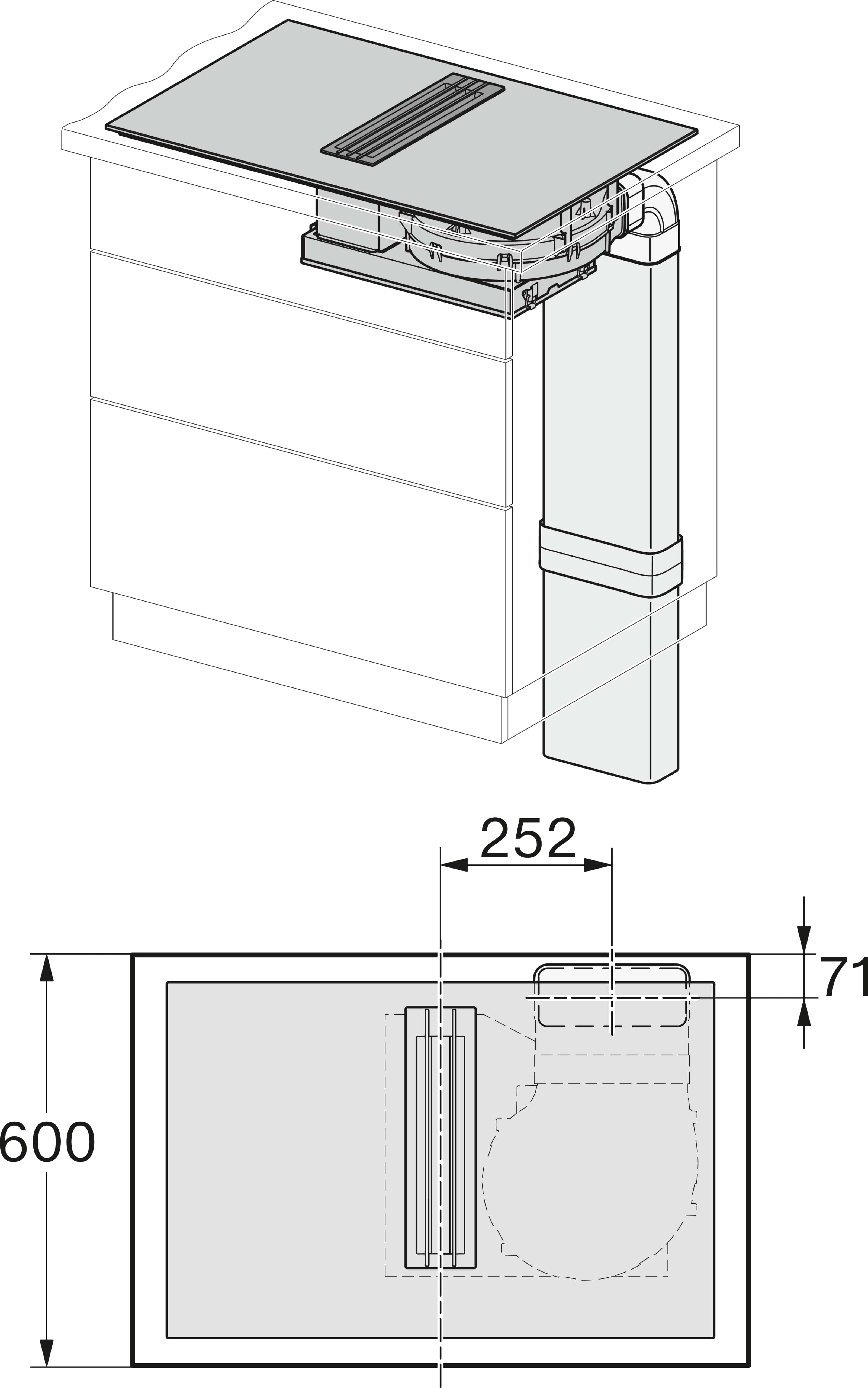 Схема встраивания 4 для варочной панели Miele KMDA 7634 FR